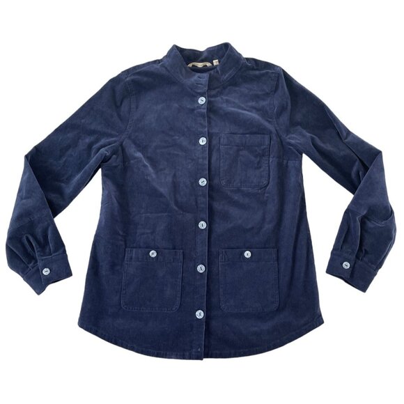 Soft Surroundings Cora‎ Corduroy Shirt Jacket Button Blue Small Chic Pockets $89 - Picture 2 of 9